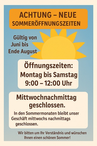 Sommeroffnungszeiten