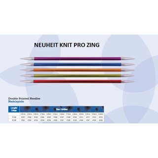 Knit Pro Zing Nadelspiel 15 cm, 2,5