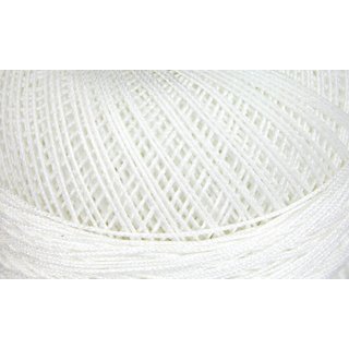 Rellana Häkelgarn Stärke 5, Farbe weiß, 100 % Baumwolle, 50 g Knäuel = ca. 200 m