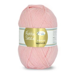 Rellana Flotte Socke uni,100 Gr./420m, 4-fädige Sockenwolle, 75% Schurwolle(Superwash)/25% Polyamid Fb. 910 rosa