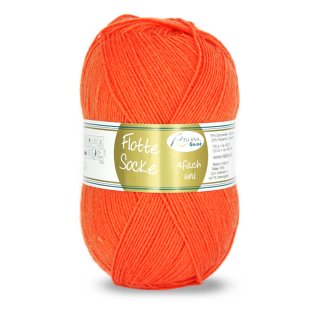 Rellana Flotte Socke uni,100 Gr./420m, 4-fädige Sockenwolle, 75% Schurwolle(Superwash)/25% Polyamid Fb. 924 orange