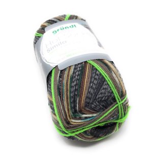 Gründl NEU! 4-fädige Sockenwolle mit dem grünen Faden, Simila, 2 identische Socken aus Einem Knäuel, 100 gr. 75% Schurwolle / 25% Polyamid, (302 grau bunt)