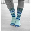 Gründl NEU! 4-fädige Sockenwolle mit dem grünen Faden, Simila, 2 identische Socken aus Einem Knäuel, 100 gr. 75% Schurwolle / 25% Polyamid, (305 Mint bunt)
