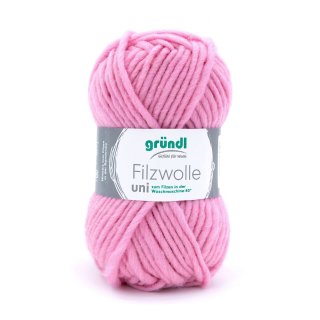 50 Gramm Filzwolle Uni Gründl Wolle aus 100 % Schurwolle Farbe 18 Rosa