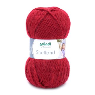 Gründl Wolle Shetland Farbe 13 - mohnrot - Schnellstrickwolle, weiche Wolle z...