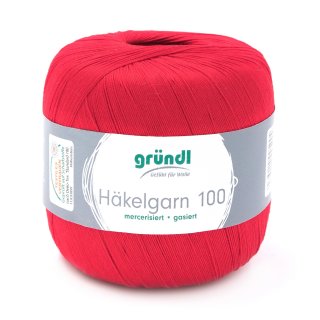 Häkelgarn 100 Gramm Baumwolle-Filet-Garn häkeln - Farbe feuer-rot_127