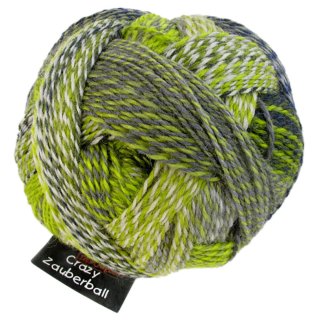 Schoppel Wolle Crazy Zauberball Fb. 2204 Grüne Woche, bunte Sockenwolle musterbildend mit Farbverlauf zum Stricken oder Häkeln