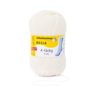 Sockenwolle 4-fädig,100g, Regia, 75% Schurwolle/25% Polyamid,Trachtensocken,stricken, (01992 Creme)