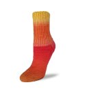 Rellana 4-fädige Sockenwolle,Patagonia Shadow,100g/420m,Traceable Yarn,75 % Schurwolle superwash, 25 % Polyamid (Farbe 1722 rot-gelb)
