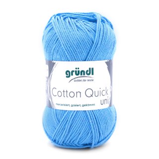 Gründl Cotton Quick Uni Strickgarn/Häkelgarn, 10 Knäuel à 50 g (farbenfrohes Garn aus 100% Baumwolle, OEKO-TEX zertifiziert, 50 g / 125 m, Nadelstärke: 3 - 4, 1 x 50 g), Hellblau