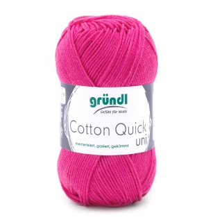 Gründl Cotton Quick Uni Strickgarn/Häkelgarn, 10 Knäuel à 50 g (farbenfrohes Garn aus 100% Baumwolle, OEKO-TEX zertifiziert, 50 g / 125 m, Nadelstärke: 3 - 4, 1 x 50 g), Pink