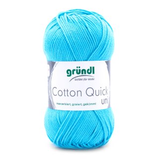 Gründl Cotton Quick Uni Strickgarn/Häkelgarn, 10 Knäuel à 50 g (farbenfrohes Garn aus 100% Baumwolle, OEKO-TEX zertifiziert, 50 g / 125 m, Nadelstärke: 3 - 4, 1 x 50 g), Wasserblau