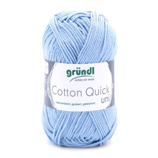Gründl Cotton Quick Uni Strickgarn/Häkelgarn, 10 Knäuel à 50 g (farbenfrohes Garn aus 100% Baumwolle, OEKO-TEX zertifiziert, 50 g / 125 m, Nadelstärke: 3-4, 1 x 50 g), Himmelblau