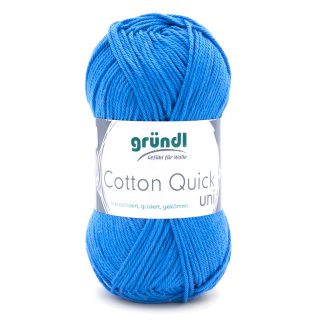 Gründl Cotton Quick Uni Strickgarn/Häkelgarn, 10 Knäuel à 50 g (farbenfrohes Garn aus 100% Baumwolle, OEKO-TEX zertifiziert, 50 g / 125 m, Nadelstärke: 3-4, 1 x 50 g), Mittelblau