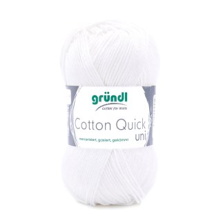 Gründl Cotton Quick Uni Strickgarn/Häkelgarn, 10 Knäuel à 50 g (farbenfrohes Garn aus 100% Baumwolle, OEKO-TEX zertifiziert, 50 g / 125 m, Nadelstärke: 3-4, 1 x 50 g), 001 weiß
