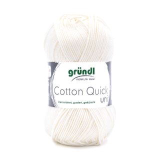 Gründl Cotton Quick Uni Strickgarn/Häkelgarn, 1 Knäuel à 50 g (farbenfrohes Garn aus 100% Baumwolle, OEKO-TEX zertifiziert, 50 g / 125 m, Nadelstärke: 3-4, 1 x 50 g), Wollweiß
