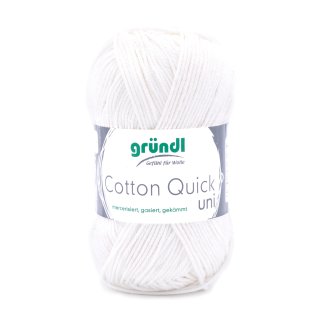 Gründl Cotton Quick Uni Strickgarn/Häkelgarn, 1 Knäuel à 50 g (farbenfrohes Garn aus 100% Baumwolle, OEKO-TEX zertifiziert, 50 g / 125 m, Nadelstärke: 3-4, 1 x 50 g), Creme