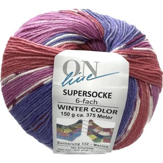 ONline Supersocke 6-Fach 150g Sort. 332 Winter-Color 2802 - Pink/Lila/Rot