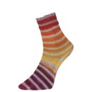 Woolly Hugs Paint Socks von Veronika Hug,4-fädig,100g/420 m,75% Schurwolle/25% Polyamid,2 identische Socken stricken, (200 GELB ORANGE)