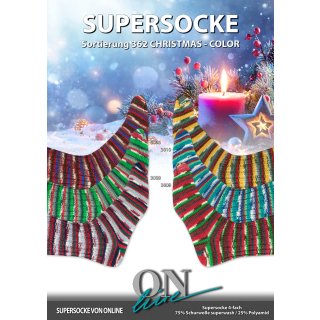 ONline Garne Christmas Socks 2023, 4-fach, Sort. 362, 75% Schurwolle/25% Polyamid, 100g/420 m LL