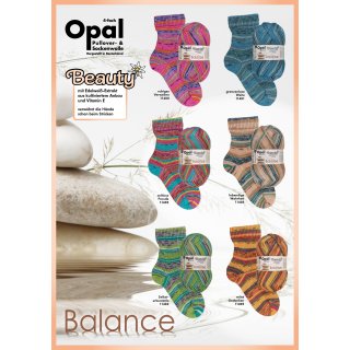 Opal Beauty Balance,4-fädige Sockenwolle mit Vitamin E u. Enzianextraxt,100g/425m,75% Schurwolle/25% Polyamid