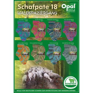 Opal Schafpate 18 Waldspaziergang,4-fädige Sockenwolle,75% Schurwolle 25 % Polyamid